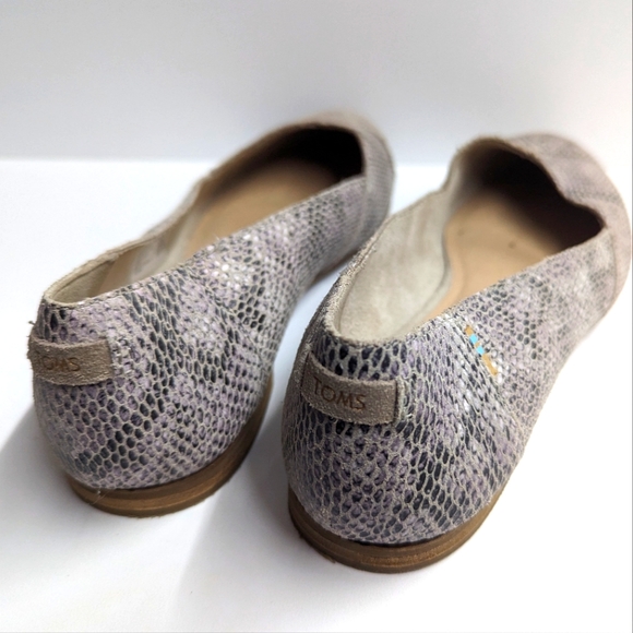 🤎5/$25🤎TOMS Gray Reptile Print Flats - Picture 3 of 7